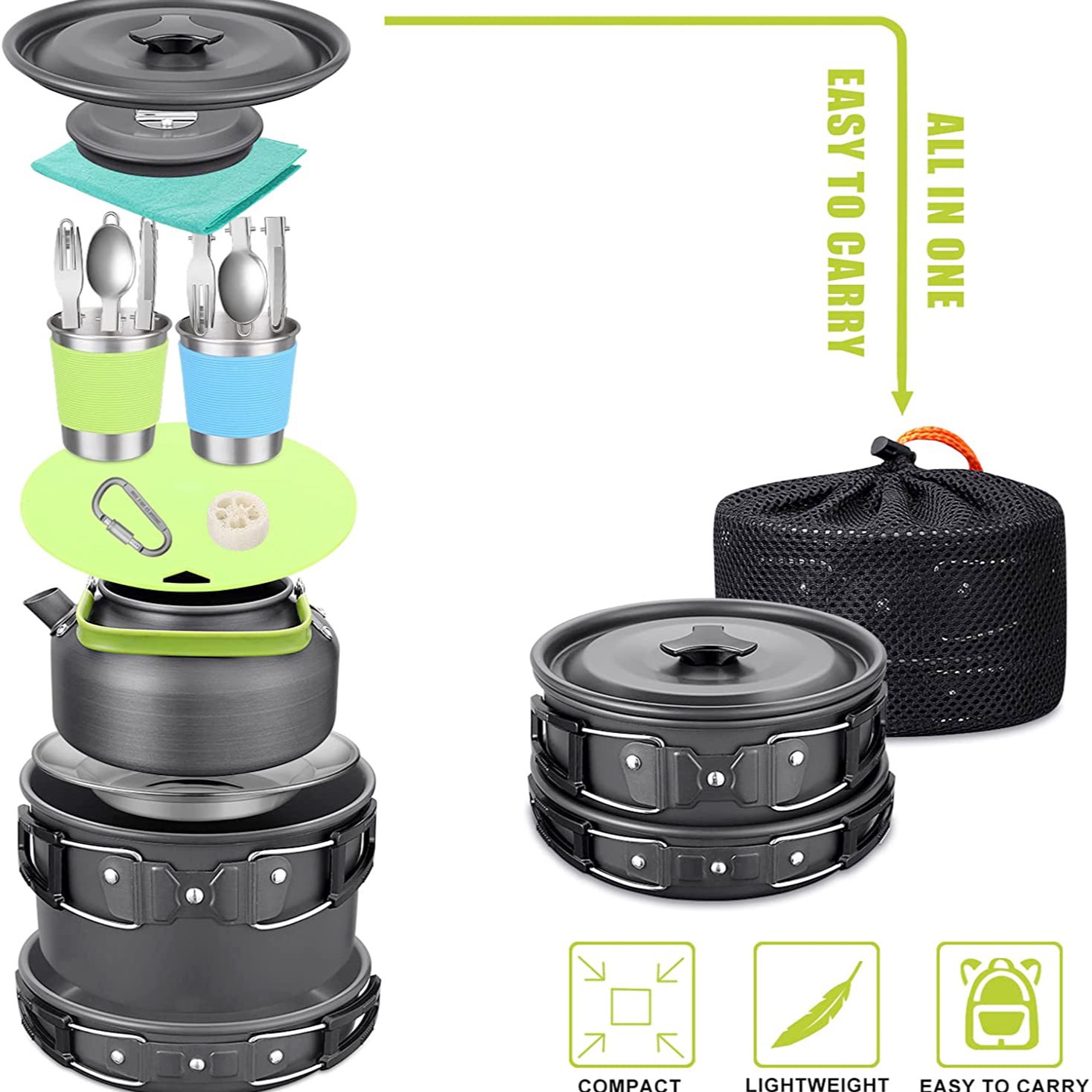 Camping Cooking Gear Set - Juego de Cocina para Acampar al