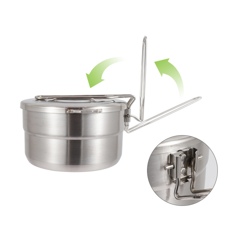 Camping Cooking Pot With Lid - Olla de cocina de acero inoxidable