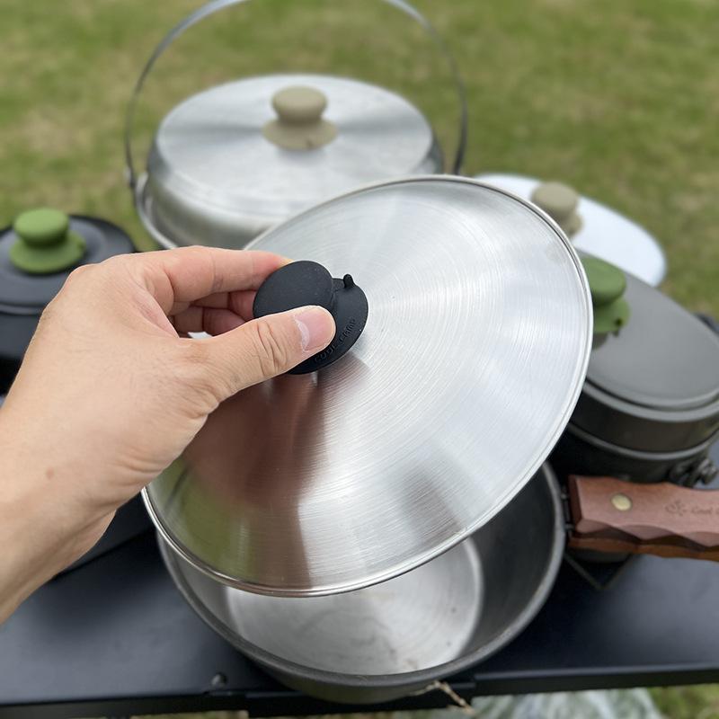 Camping Cooking Pot With Lid - Tapa de silicona para olla, mango