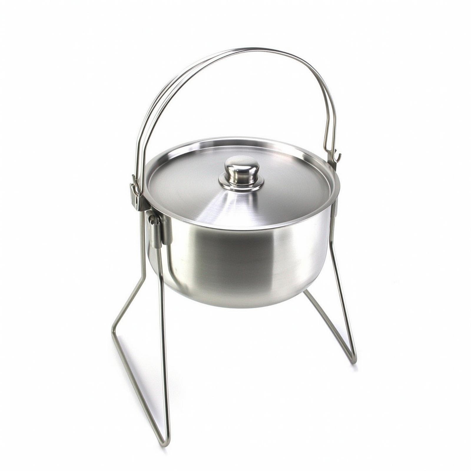 Camping Cooking Pot With Lid - Olla de camping de acero inoxidable
