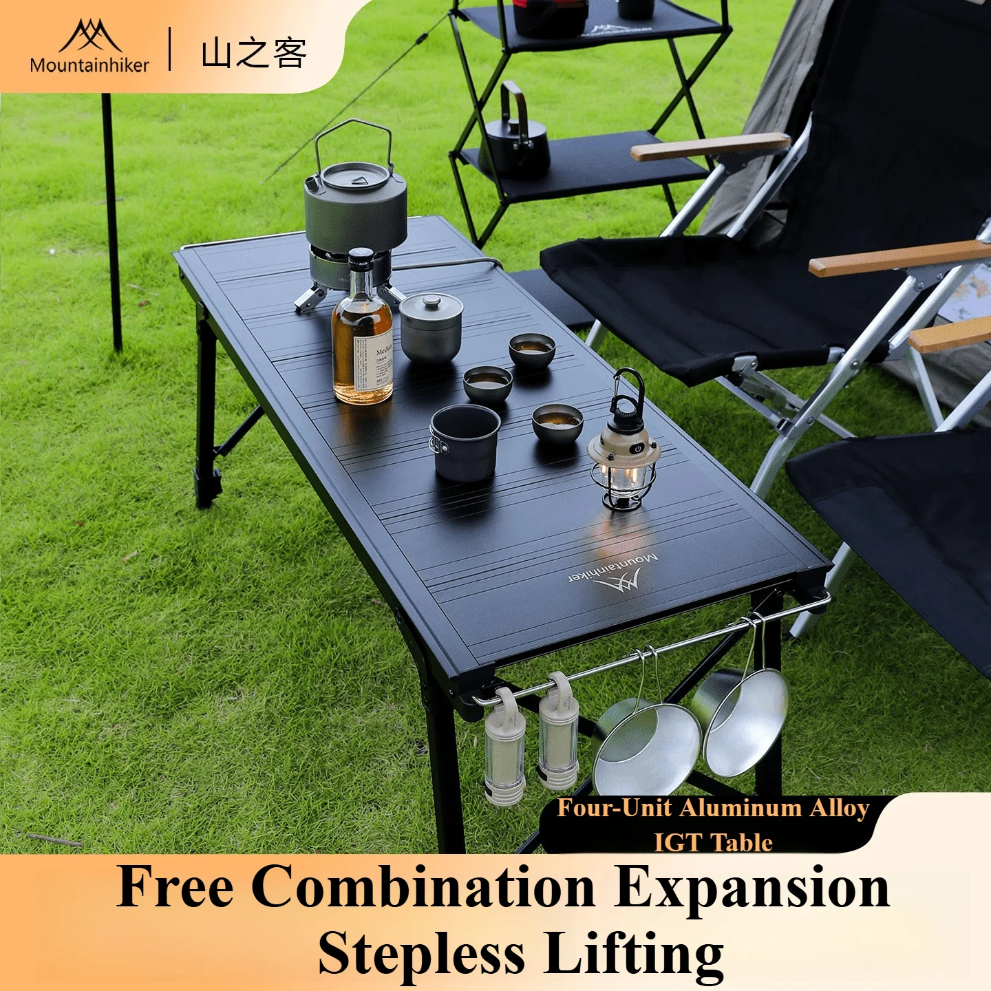 Camping Cooking Meat - Mountainhiker Camping elevador plegable extraíble multiunidad