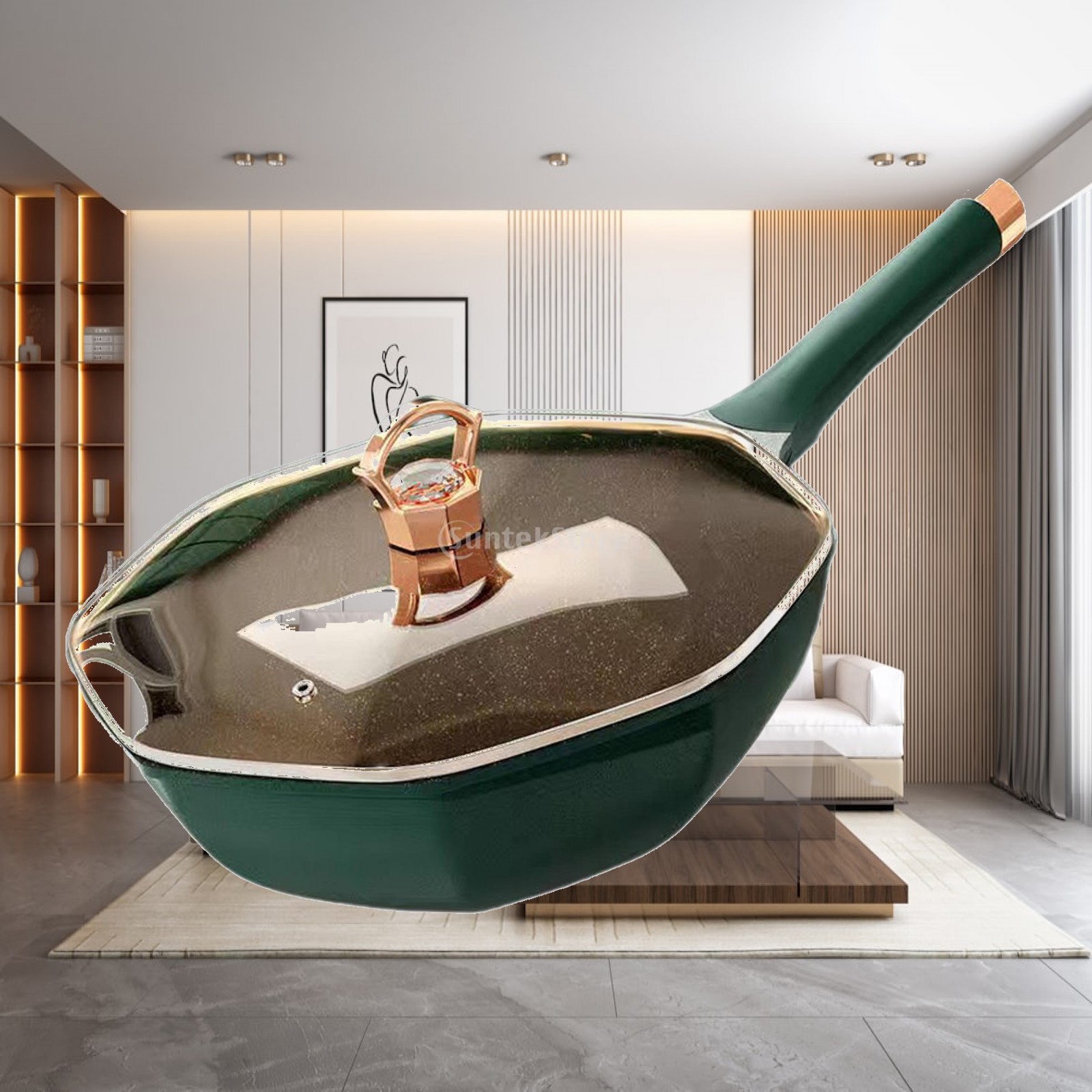 Camping Cooking Pot With Lid - Sartén octogonal con tapa, fácil de