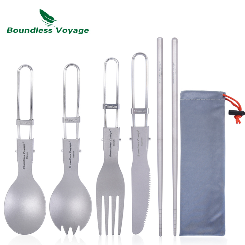 Camping Cooking Set Stainless Steel - Cubiertos de titanio para acampar, cuchara