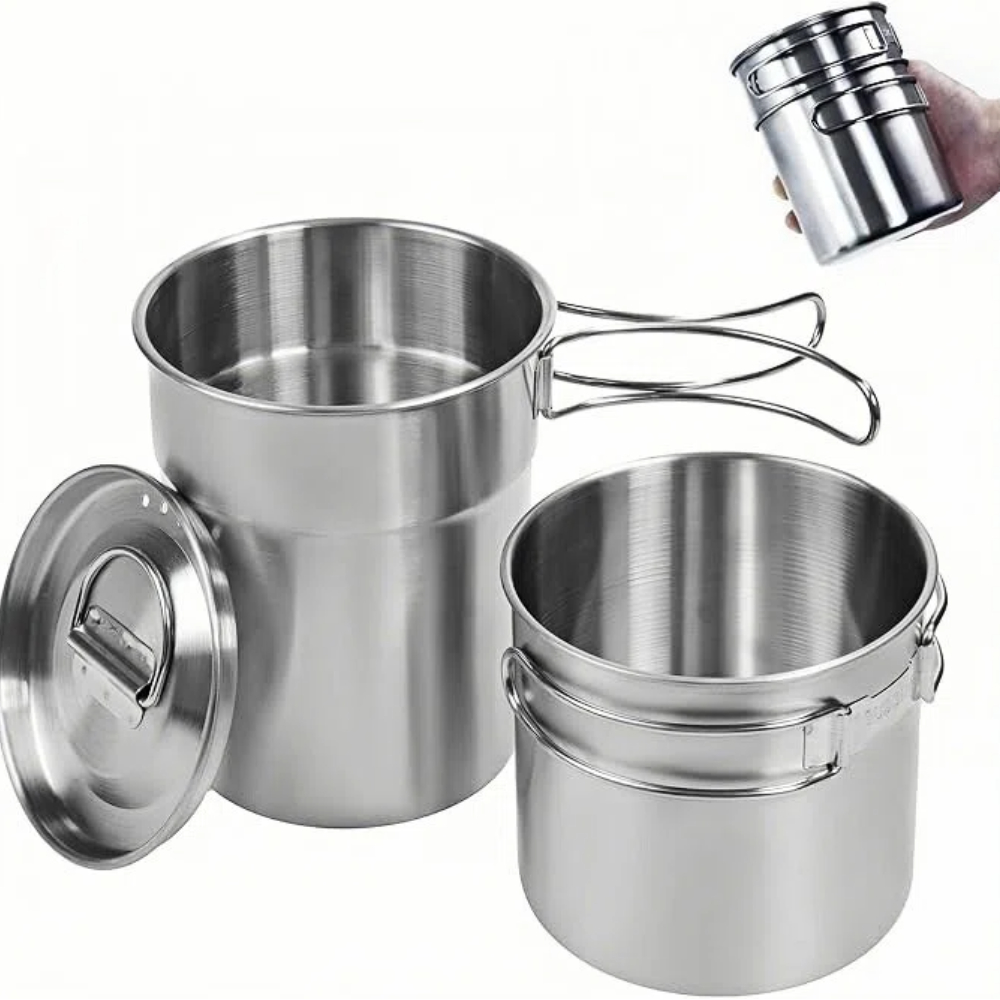 Tazas plegables para acampar,  - Camping Cooking Pot With Lid reseña y precio