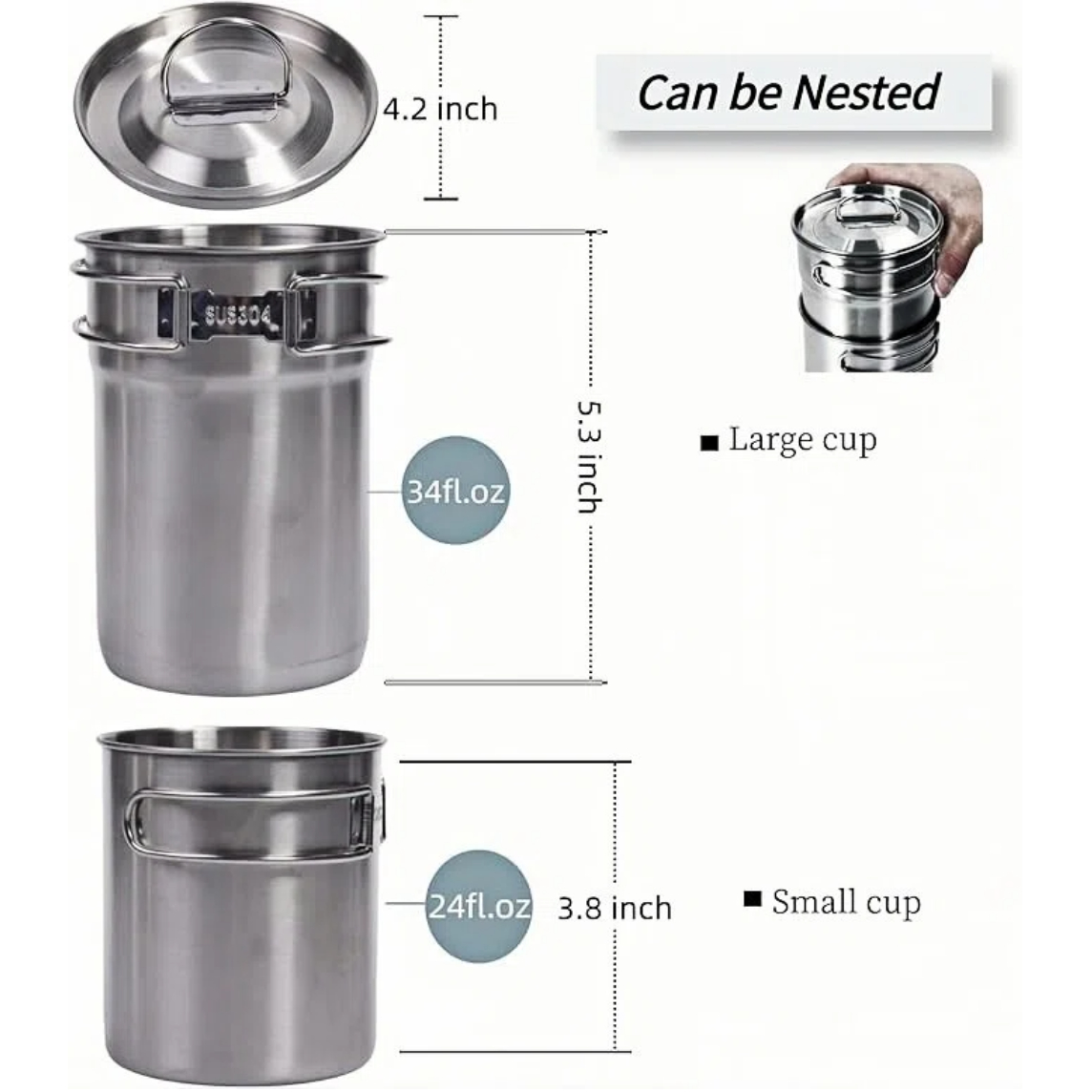 Tazas plegables para acampar,  - Camping Cooking Pot With Lid reseña y precio
