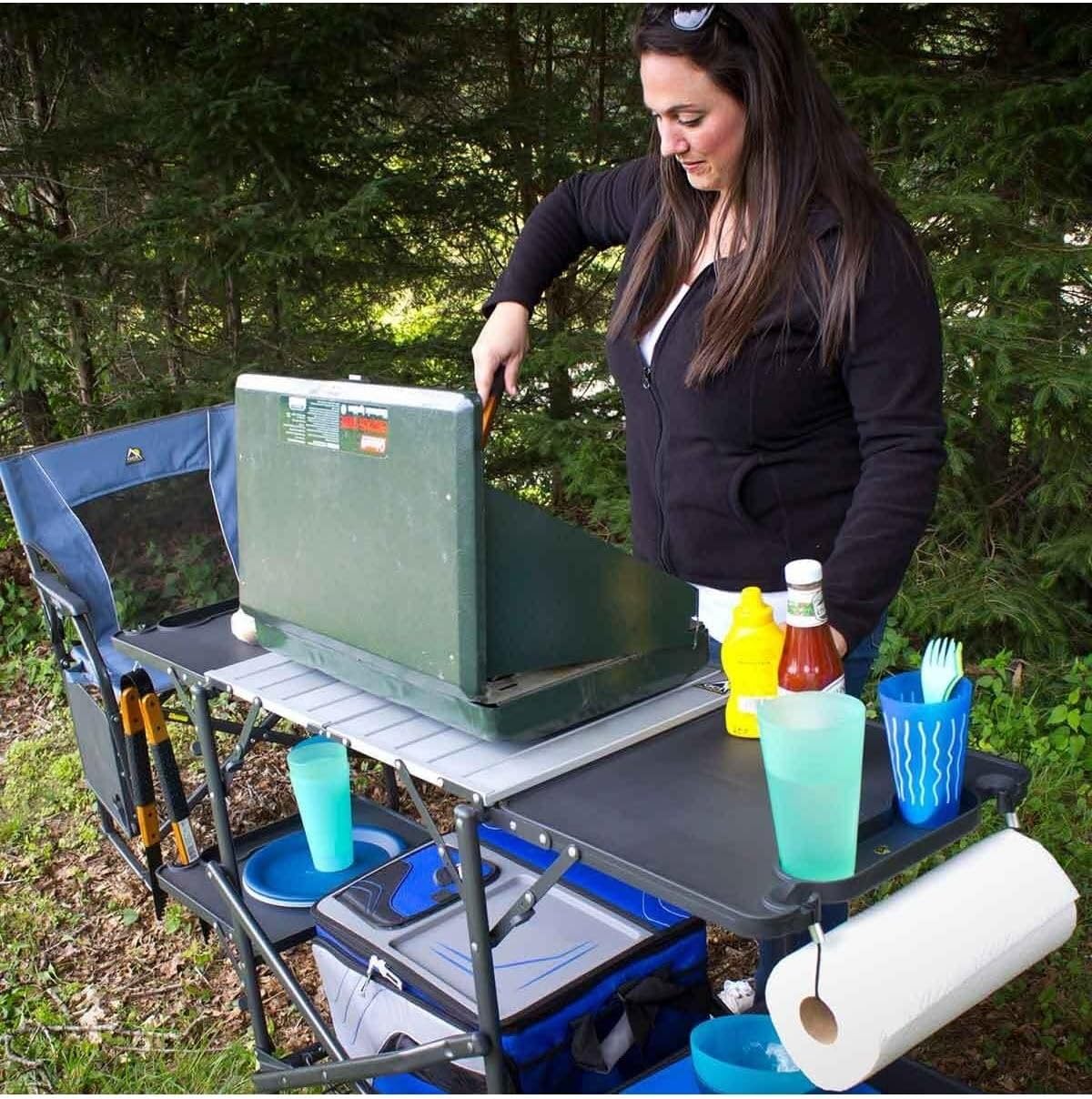 Mesa de cocina portátil plegab - Camping Cooking Top reseña y precio
