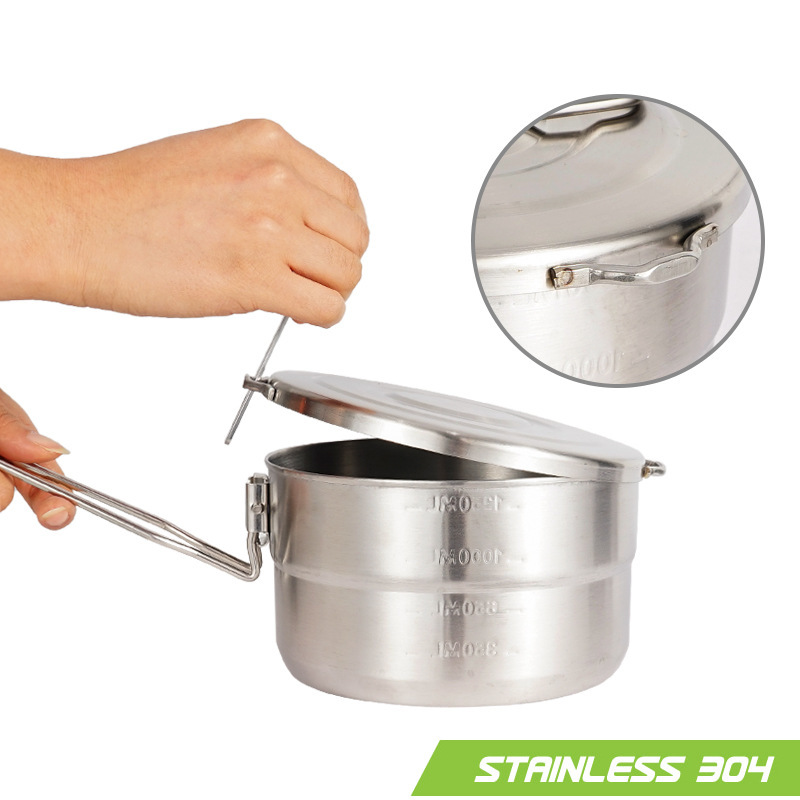 Olla de cocina de acero inoxid - Camping Cooking Pot With Lid reseña y precio