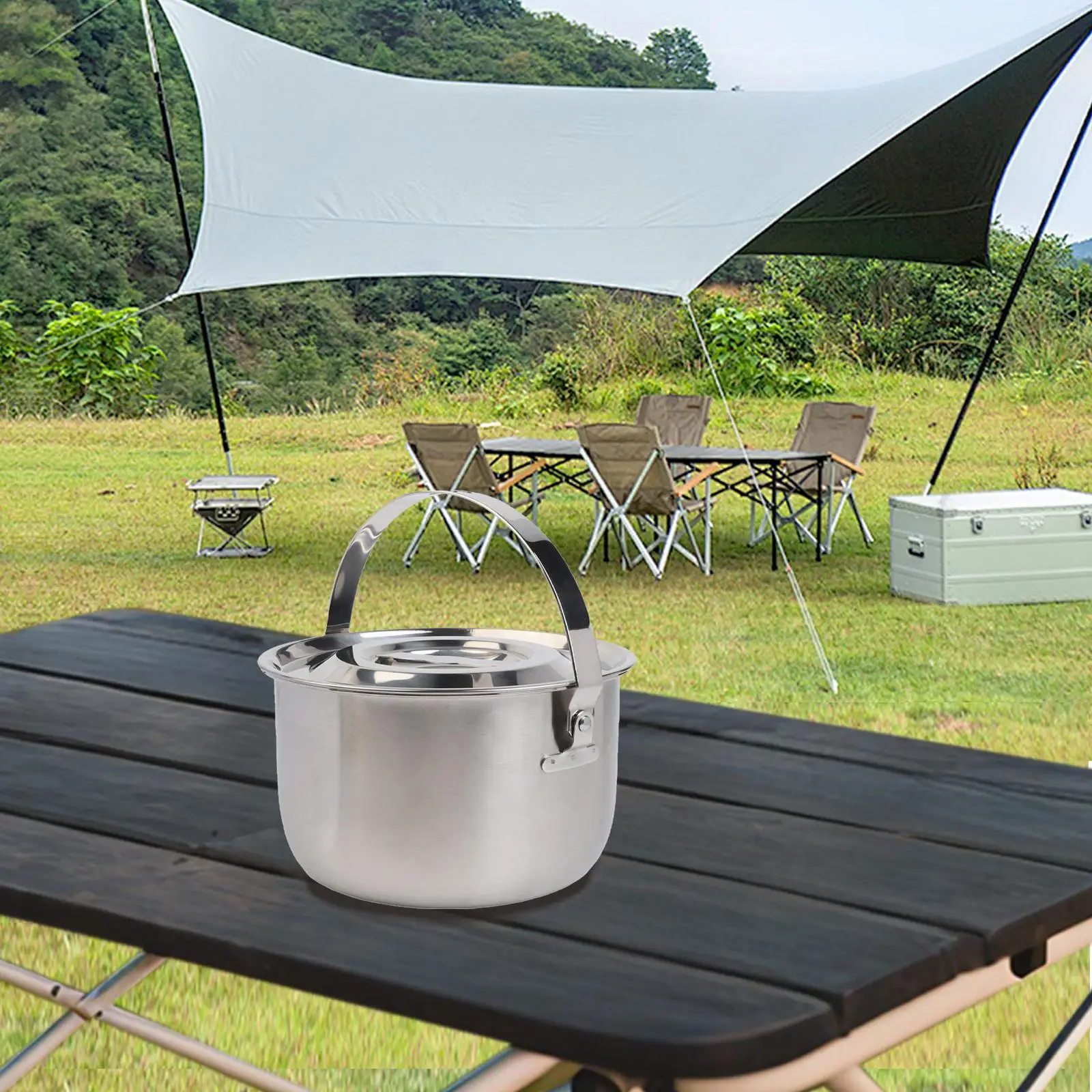 Olla de camping de acero inoxi - Camping Cooking Pot With Lid reseña y precio