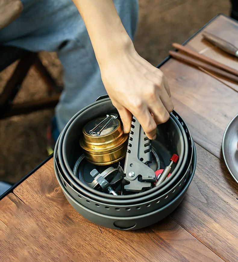 Estufa de Gas para acampar, es - Camping Cooking Gear Set reseña y precio