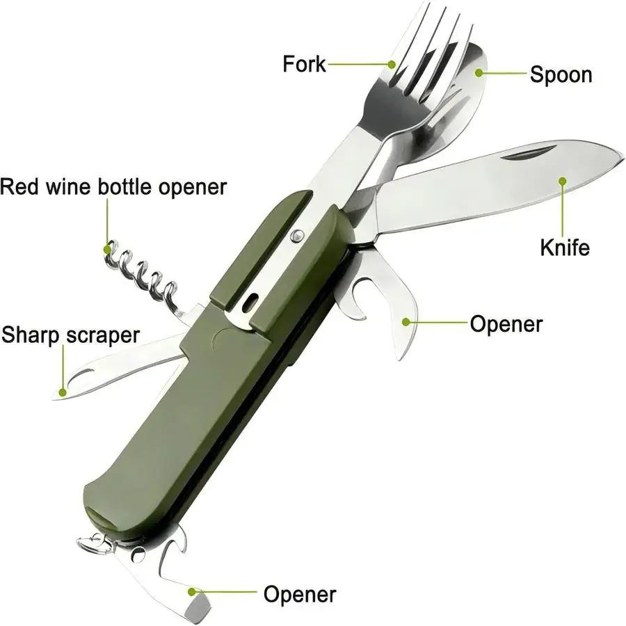 Juego de Utensilios de Viaje 5 - Camping Cooking Set Stainless Steel reseña y precio