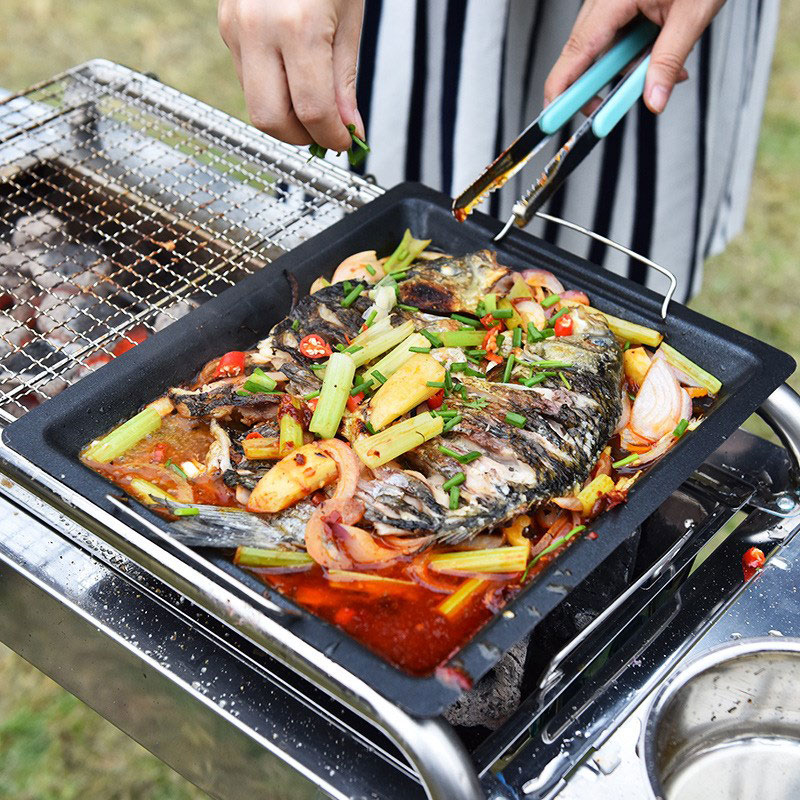 Sartén cuadrada gruesa para ex - Camping Cooking Meat reseña y precio