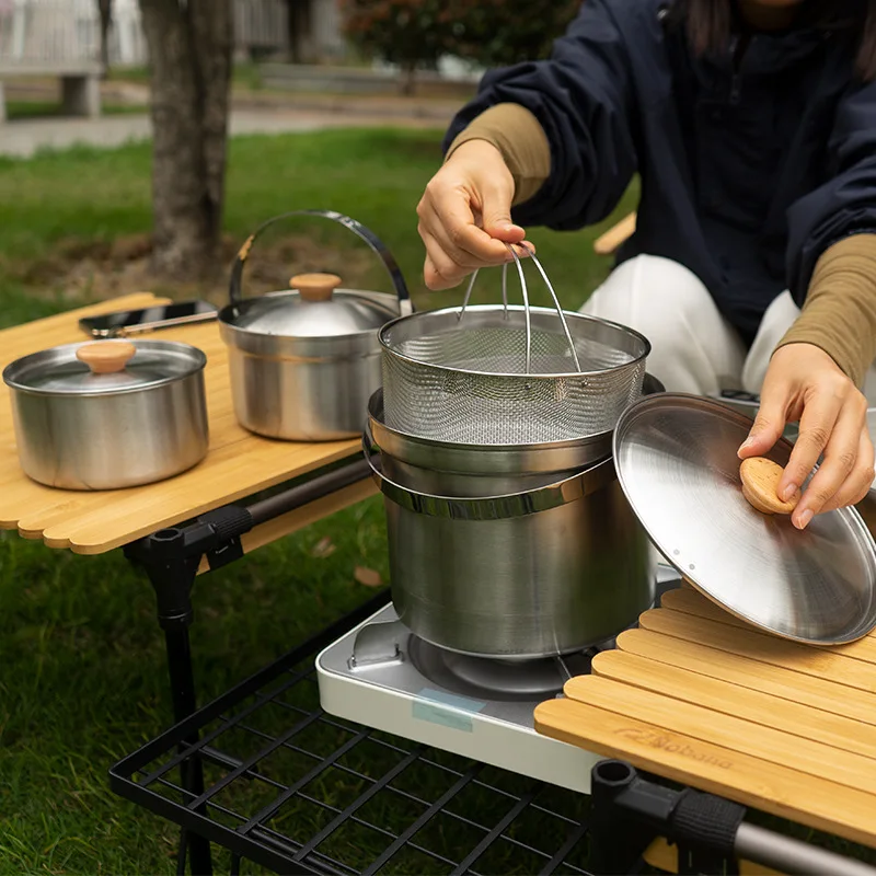 Juego de Ollas de Acero Inoxid - Camping Cooking Set Stainless Steel reseña y precio