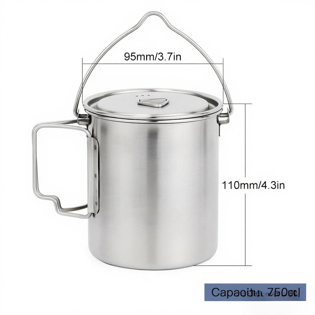 Olla de Acero Inoxidable de 75 - Camping Cooking Pot With Lid reseña y precio