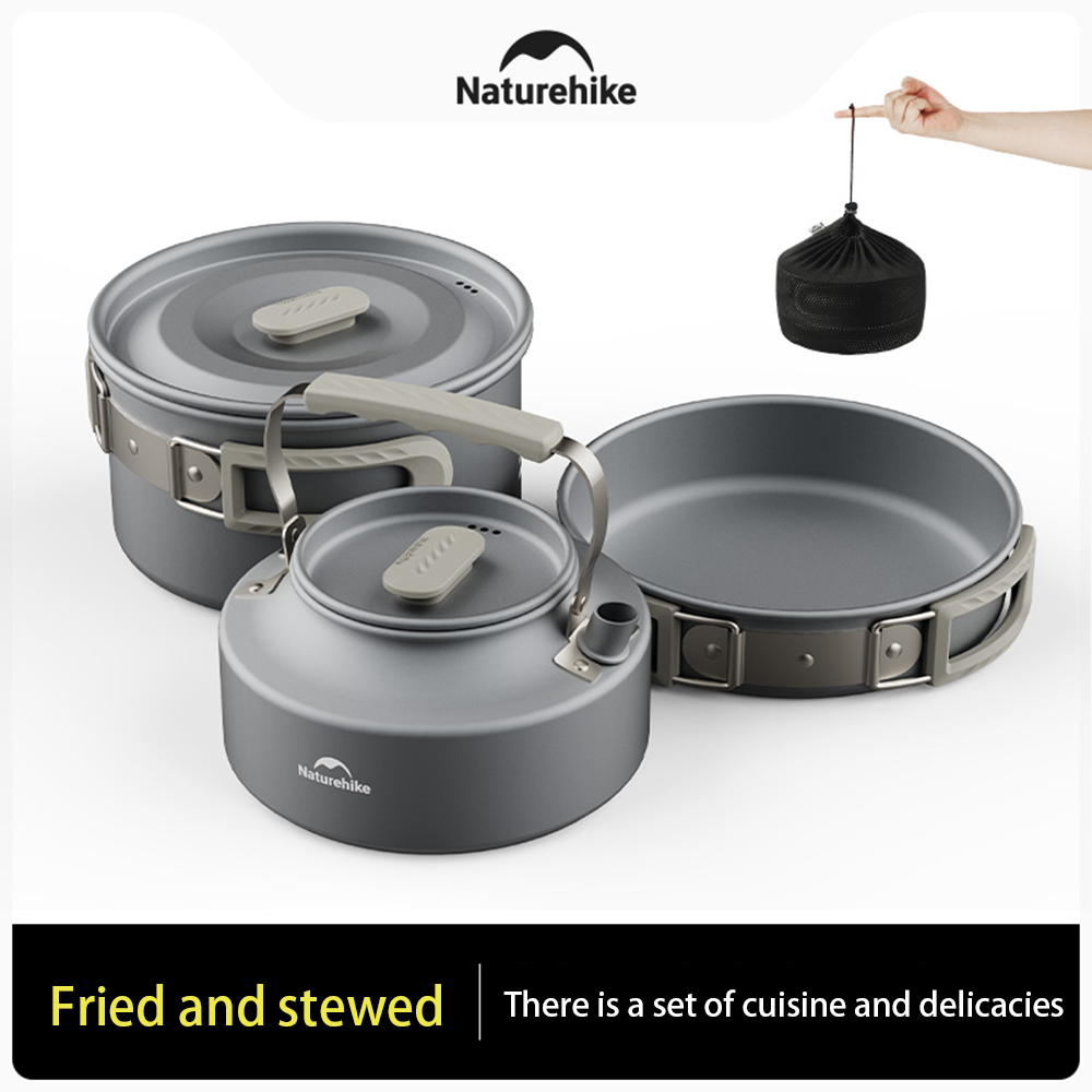 Naturehike-Juego de ollas al a - Camping Cooking Set Stainless Steel reseña y precio